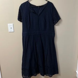 Ann Taylor Navy Eyelet Dress